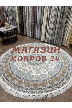 Иранский ковер Shahname 1200 002 Крем-бежевый круг